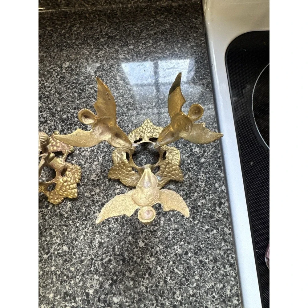 Antique Vintage‎ Brass Angels Cherubs Playing Instruments Vase Bowl Holder